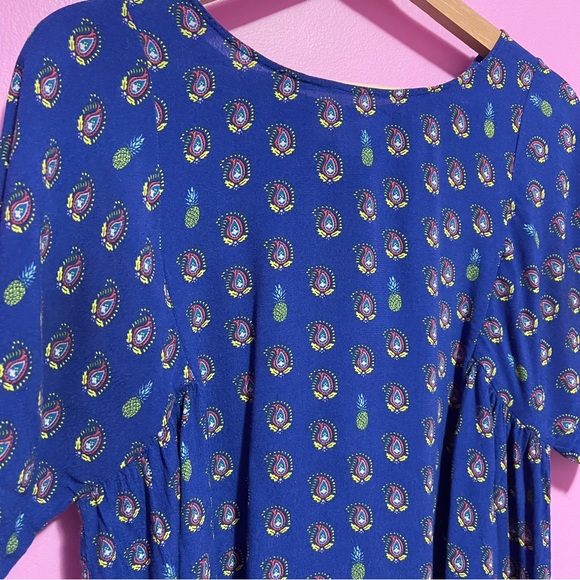 Maeve Milla Printed Kimono Sleeve Top Drapey Viscose Size Small Blue - Picture 7 of 11